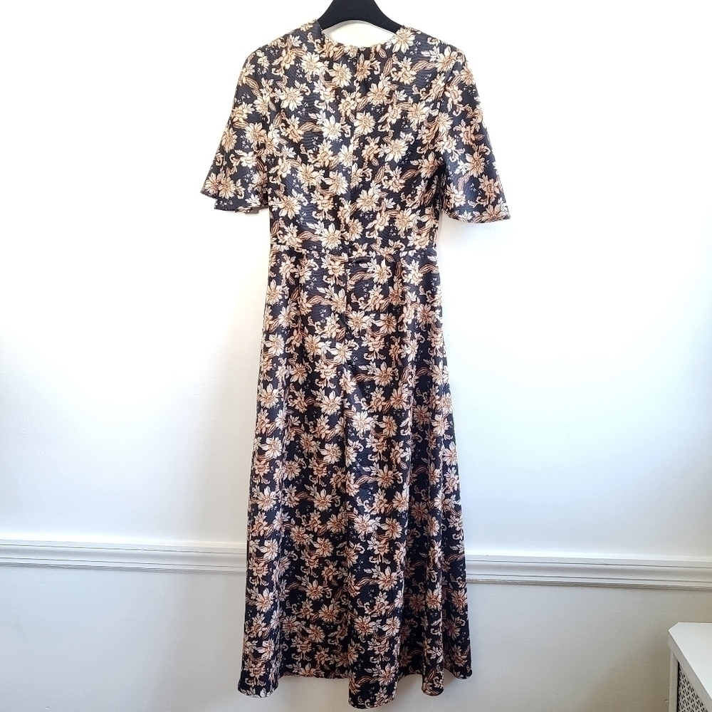 New ACLER Tippet Floral Flutter-Sleeve Midnight Wallpaper Midi Dress NWT Size 2 - Picture 12 of 16